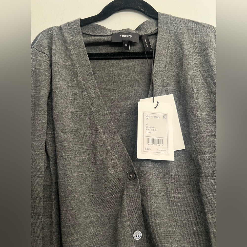 Theory Charcoal V-Neck Cardigan